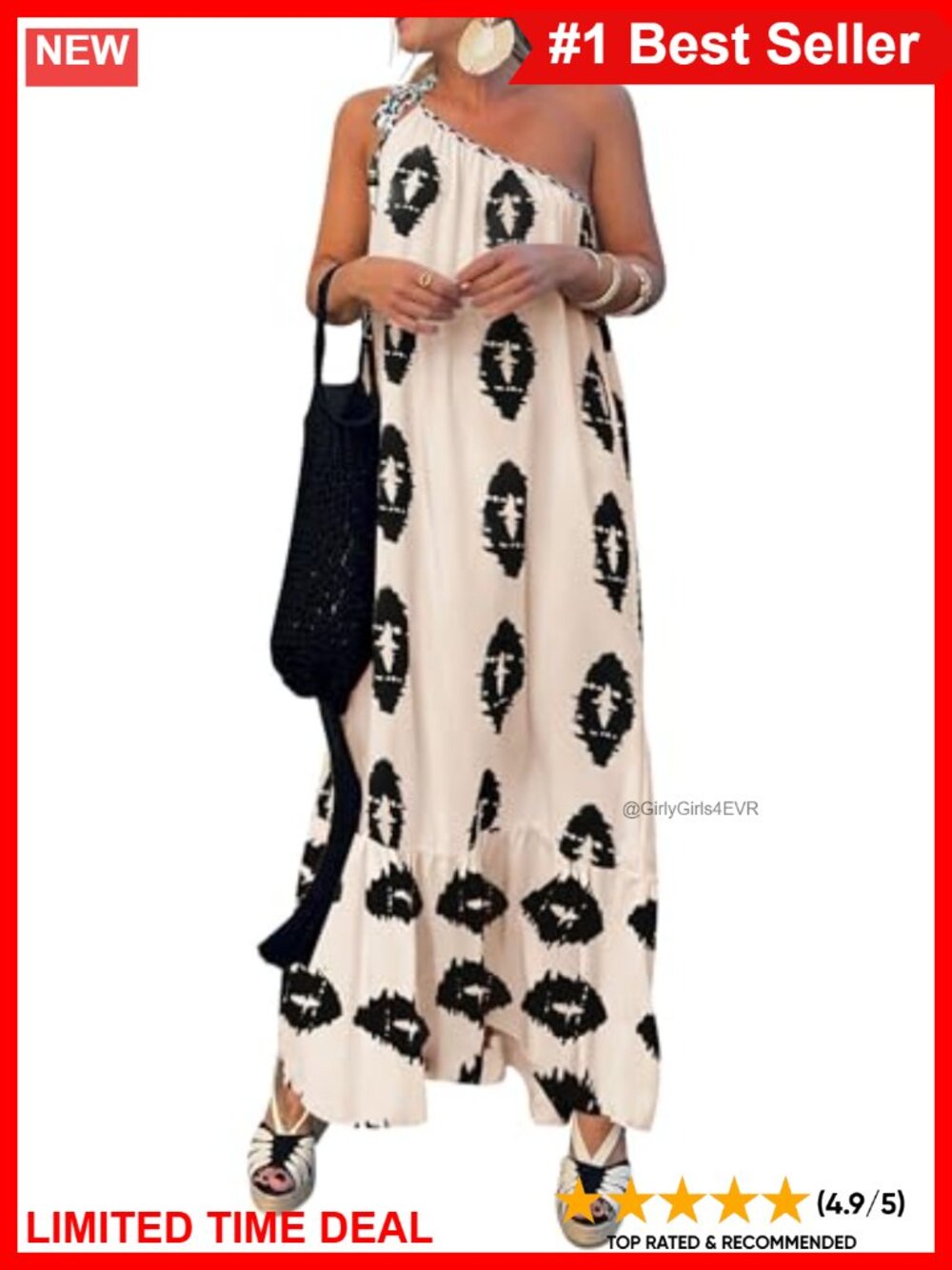 Women's One Shoulder Floral Maxi Dress Boho Beach Sundress